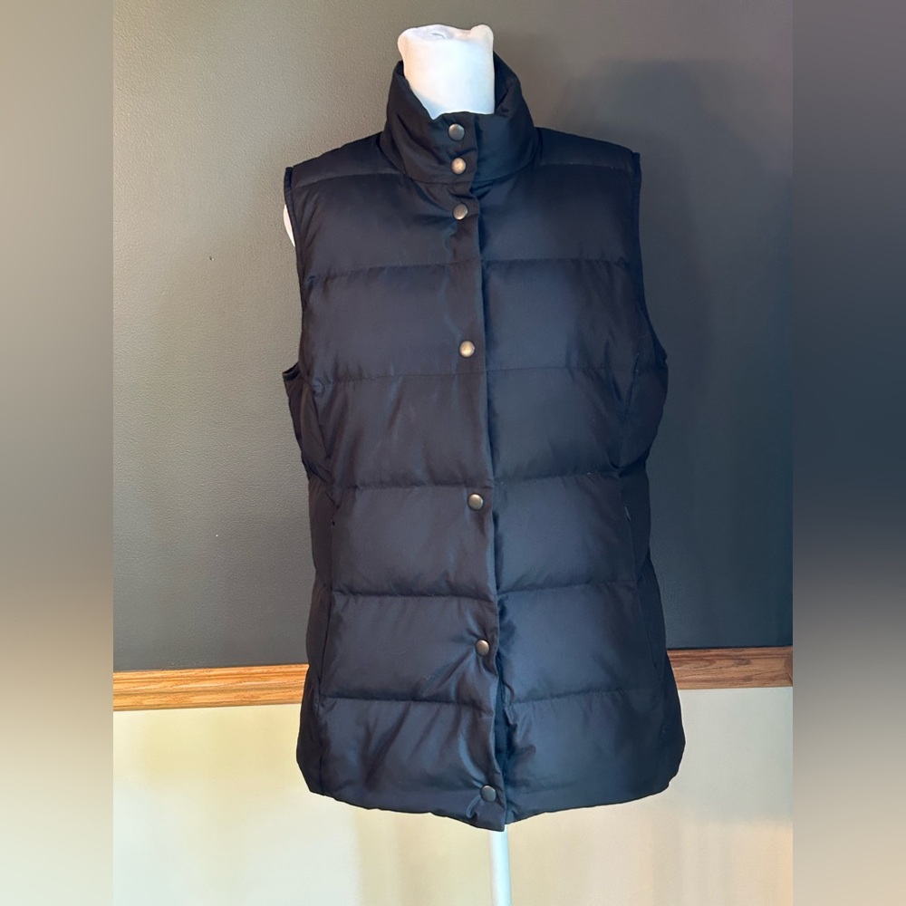 J. Jill Black Snap Button Down Filled Puffer Vest… - image 1